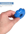 Hand holding blue Beefy Aluminum Alloy Gas Cylinder Valve Handle With Anti Slip Grip Replacement 4 Pack Hexagonal Industrial Hand Wheel Knob Set For Lab And Emergency Valve Opening