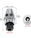 Beefy Damaged Bolt And Stud Extractor Kit With Three Eighths Inch Drive, Heat Treated Alloy Steel, Chrome Finish dimensions shown