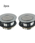 Bathroom Silver Pop-Up Bathtub Waste Drain-Plug, Alloy and Brass Floor Drain for Tub, Water-Tight Seal Push Button Mechanism(2pcs), shown in set of two.