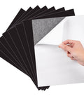 Adhesive Magnetic Sheets 8.5x11 Letter Size Pack Of 8 Self Stick Magnet Sheets with a hand peeling back adhesive layer.