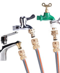 Garden Hose Quick Connectors Three Quarter Inch Brass Easy Connect Hose Adapter Kit With Five Male And Female Connectors And Extra Rubber Washers