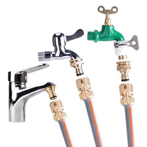 Garden Hose Quick Connectors Three Quarter Inch Brass Easy Connect Hose Adapter Kit With Five Male And Female Connectors And Extra Rubber Washers