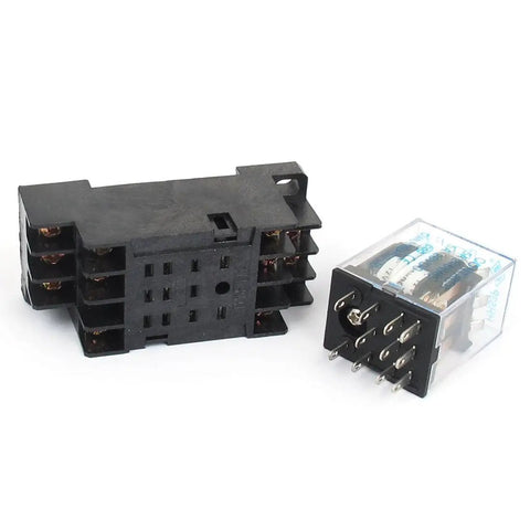 12V DC Coil 5A 3PDT Relay with Base Socket, General Purpose Power Relay HH53P 11 Pin for Control Circuits