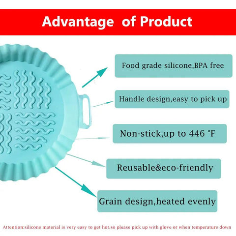 7.5 Inch Round Air Fryer Silicone Liners 2 Pack Reusable For 3-5 Qt Pots Easy To Clean Keeps Your Air Fryer Clean No Mess Cleanup Nonstick Silicone Cups In Gray And Green
