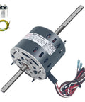 RV Air Conditioner Fan Motor 1/3HP 115V Dual Speed With Capacitor Included, wiring and capacitor shown