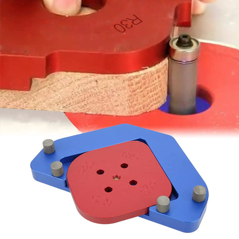 Heavy Duty Aluminum Alloy Router Template With Round Arc Positioning And Angle Guide Used for radius cuts on wood.