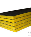 Pro Level R6 Fiberglass Acoustic Insulation Boards For Drywall And Ceilings One Point Five Inch Thick By Twenty Four By Forty Eight Inch stacked showing yellow and black layers.