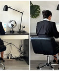 Before and after of Ultra Thin Outlet Concealer Kit With Cord Concealer And Flat Extension Cord Power Strip For a tidy office setup