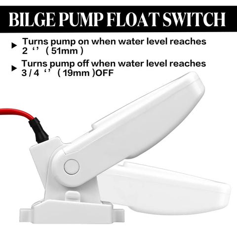 Automatic Bilge Pump Float Switch 2 Pack For Boats And Marine Applications 12V 24V 32V side angle view with labels