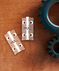 Six Pack Acrylic Self Closing Concealed Door Hinges With Spring Mechanism 45x35mm in transparent design on wood surface