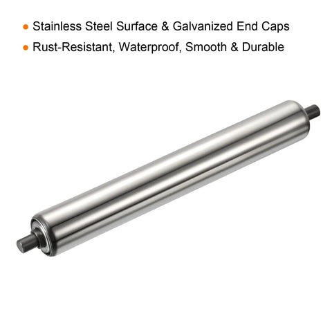 Heavy Duty Conveyor Roller Set 1.5 Inch Diameter By 12 Inch Length Two Pack Stainless Steel Gravity Replacement Rollers With Galvanized Ends Silver Built For Industrial Conveyors Smooth Operation And Easy Maintenance