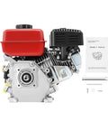 Side view of 212cc Gas Powered Engine 7.5HP 3000W 4 Stroke Pull Start Motor with manual and parts
