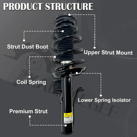 Diagram of Cadillac XTS Front Left Or Right Shock Strut Assembly With Coil Spring 3.6L V6 2013 2019 showing parts labeled