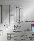 Technical diagram of Hidden In Wall Toilet Brush Holder Cabinet In Matte Black With Tileable Door showing dimensions 45x12x12 cm.