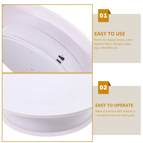 Must Have Electric Rotating Display Turntable With 360 Degree Spin, Auto Speed Control, And Suede Base showing detailed design and USB charging port.