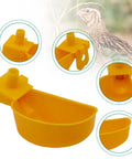 Top Tier Auto Fill Quail Water Cups 12 Pack Yellow Clip On Cage Drinkers For Pigeons Rabbits front view of yellow drinker cup