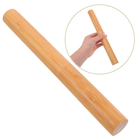 Poster Tube With Cap For Artwork And Certificates, heavy-duty wooden document storage tube held in hand