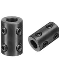 Rigid Shaft Coupling With Five Sixteenth Inch Bore And Five Eighths Inch Outer Diameter One Inch Length Black Oxide Plated Steel Set Screw