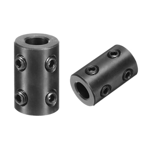 Rigid Shaft Coupling With Five Sixteenth Inch Bore And Five Eighths Inch Outer Diameter One Inch Length Black Oxide Plated Steel Set Screw