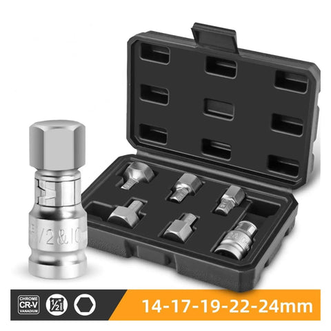Big Size Allen Key Set With 6 Pieces For Electric Drill And Ratchet Wrench Kit Featuring Heavy Duty Hex Bits That Crush Stuck Bolts And Get The Job Done Fast Without Any Hassle, CR-V, 14-17-19-22-24mm case
