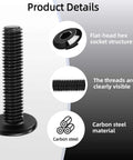 Pro Grade Wood Furniture Hardware Kit with 1/4-20 threaded insert showing flat-head hex socket and carbon steel material details