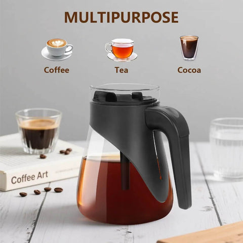 60 Oz Glass Coffee Carafe Replacement For Ninja Coffee Makers, Heat Resistant Borosilicate Glass, shown filled with beverage