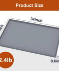 Leakproof Silicone Mat With Raised Edge Extra Thick Under Sink Mat For Kitchen And Bathroom Waterproof Cabinet Liner No Mess Spill Proof Multi Purpose Storage And Protection BPA Free Food Grade 34 By 22 Inch Gray shown with dimensions.