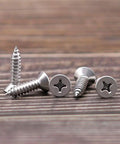 Built Like A Tank 50 Pack Flat Head Sheet Metal Screws 304 Stainless Steel Phillips Drive, 1 inch long, for heavy-duty use.