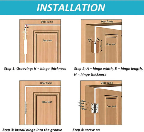 Installation steps for Three Pack 3 Inch Self Closing Stainless Steel Door Hinges With Ball Bearing For Quiet Beefy Duty 3mm Thick Doors