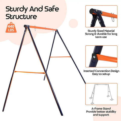 Built Tough Heavy Duty A Frame Swing Stand For Your Backyard With 440 Lbs Weight Capacity Durable Powder Coated Steel Frame