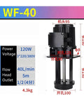 Rugged Machine Tool Cooling Water Pump For Grinders Wf Four Zero Series, 120W, 40L/min flow rate, versatile and efficient.