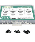 Beefy 560 Piece Black Carbon Steel Laptop Screw Set For Dell Samsung HP Sony Laptops M2 M2.5 M3 Kit in labeled case