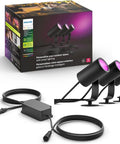 Lily Outdoor Smart Spotlight Base Kit Three Pack With White And Color Ambiance LED Walkway Lights, box and lights