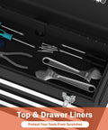 Beefy Heavy Duty 3 Drawer Metal Toolbox With Top Storage Tray And Carrying Handle Portable Steel Tool Chest open with tools