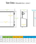Size data diagram for IP67 Waterproof ABS Plastic Junction Box With Clear Hinged Cover And Stainless Steel Latch, Heavy Duty Electrical Enclosure.