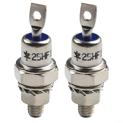 Two Piece 25HFR120 And 25HF120 Diode Kit featuring metal stud design, 25 Amp high voltage rectifiers for power systems.