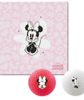 Disney Minnie Mouse golf ball set with pink and white designs, part of Vivid Soft Seasonal Disney Golf Ball Gift Set 4 Pack.