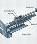 QWORK hardwood flooring jack with ratchet mechanism, sliding rail, and handle grip