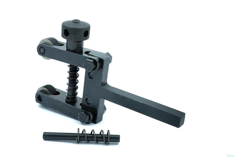 Heavy Duty Clamp Type Knurling Tool For Lathes With Two Inch Capacity And Three Eighths Inch Shank, shown with spring attachment.