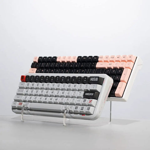 Two Tier Keyboard Display Stand In Clear White Acrylic For Two Mechanical Keyboards Storage And Display Shelf Easy Assembly No Tools Required
