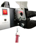 Beefy Ratcheting Electrical Terminal Crimping Tool With Seven Quick Swap Jaws And Integrated Wire Stripper Plus Cutter for connecting wires.