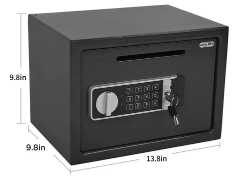 Drop Slot Depository Safe With Front Slot And Electronic Keypad Lock 0.58 Cu Ft Home And Hotel Cash Safe Box With Dimensions