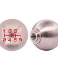 Aluminum Round Ball 6 Speed Shift Knob With M10x1.5 Thread Adapter For Honda Civic S2000 Type R RSX FA5 FG2 FB6 FD2 JDM Manual Transmission Shifter Lever Upgrade Silver showing engraving and threading detail