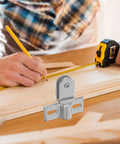 Zinc Alloy Door Hinge Pivot Set for Glass Doors in silver finish resting on wooden surface with measuring tape for easy install.