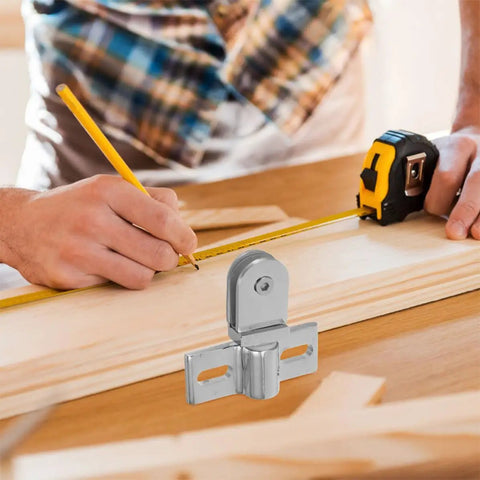 Zinc Alloy Door Hinge Pivot Set for Glass Doors in silver finish resting on wooden surface with measuring tape for easy install.
