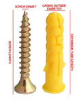 Self Tapping Screws Kit 200Pcs M8x40 M6x30 With Drywall Wall Anchors Yellow Zinc Plated Carbon Steel Built To Last No Pre Drill Needed Easy Install For Heavy Duty Shelves TV Mounts DIY Friendly screw and anchor size diagram