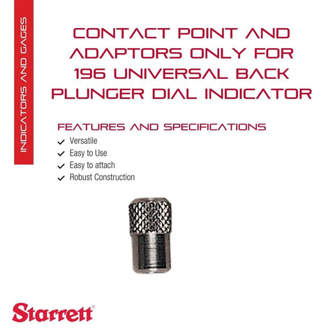 Universal Dial Test Indicator Attachment With Contact And Adapters For 196 And 196M Series With Back Plunger Heavy Duty Tool Steel Construction Pro Grade Precision Measurement Accessory For Quick Accurate Readouts, knurled adapter
