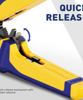 Close-up of quick-release mechanism on 7 Piece Beefed-Up Pro Grade Quick Change Crimping Tool Set with Ratcheting Wire Crimper.