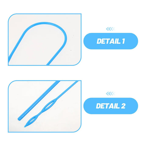 5 Pack Drawstring Threader Tools For Easy Threading And Quick Cord Replacement, Plastic 10.83 Inch Length, DIY Clothing Repair Kit, blue plastic threader detail