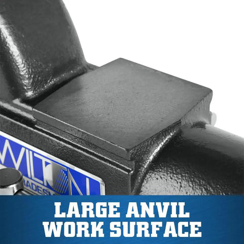 Beefy Pro Grade Tradesman XC Bench Vise With Six And A Half Inch Jaw Width, Six Inch Opening, Four Inch Throat, 360 Degree Swivel Base With Double Lockdowns, 60,000 PSI Ductile Iron Body For Lifetime Smooth Operation, Enclosed Design Keeps Lubrication, large anvil work surface